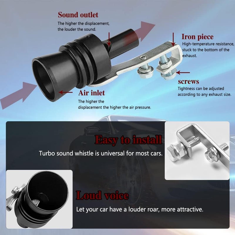 deemars Car Turbo Whistle, Aluminum Alloy Universal Turbo Whistle, S Size Aluminum Alloy Universal Turbo Sound Exhaust Muffler Pipe Whistle Car Roar Maker（S-Black） - Image 2